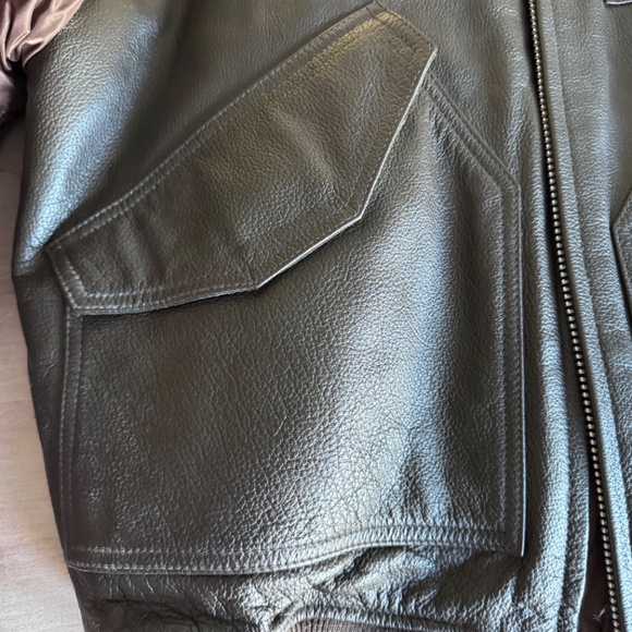 Breitling Leather with Brown Satin Bomber Jacket Medium - Picture 6 of 7